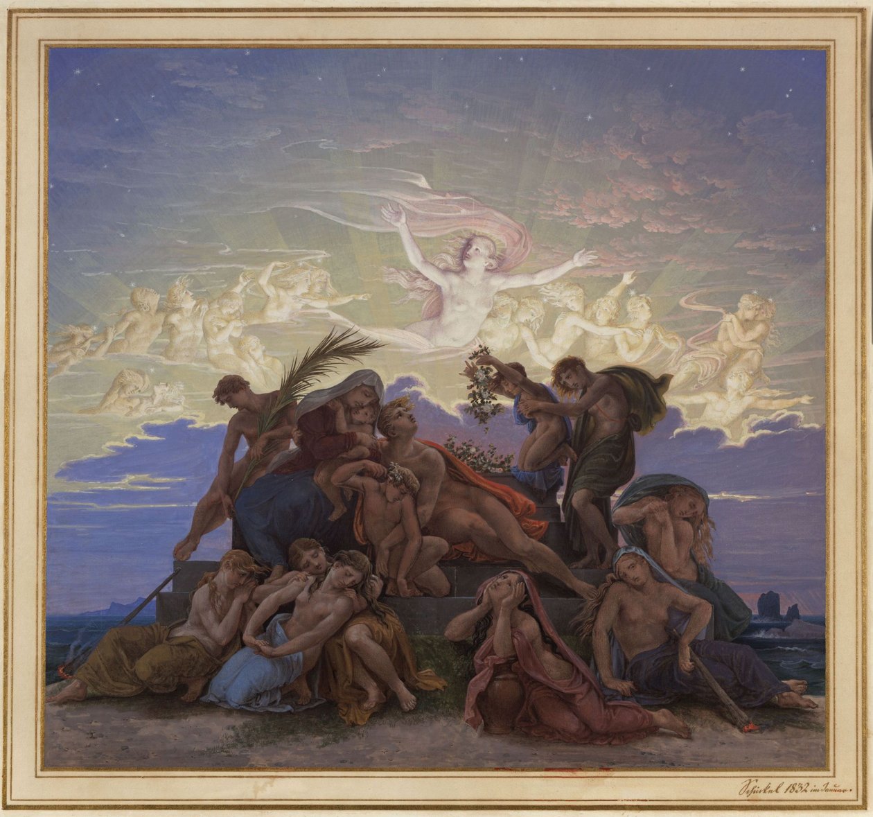 Berlin. Régi Múzeum a Lustgartennél. Terv a „Gyász a sírhalomnál” című falképhez alkotó: Karl Friedrich Schinkel