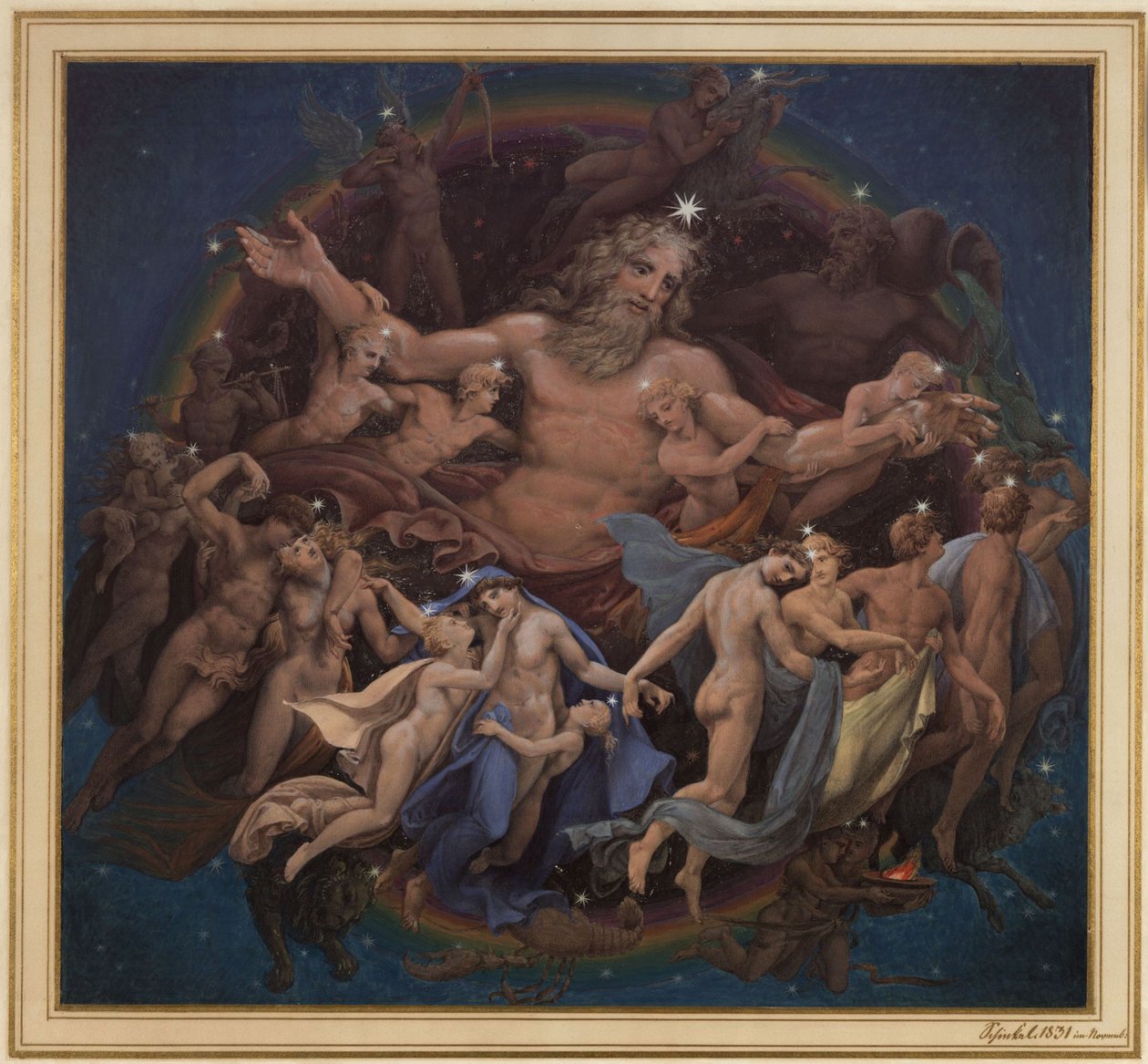 Berlin. Régi Múzeum a Lustgartennél. Terv az „Uránusz és a csillagok tánca” című falképhez alkotó: Karl Friedrich Schinkel