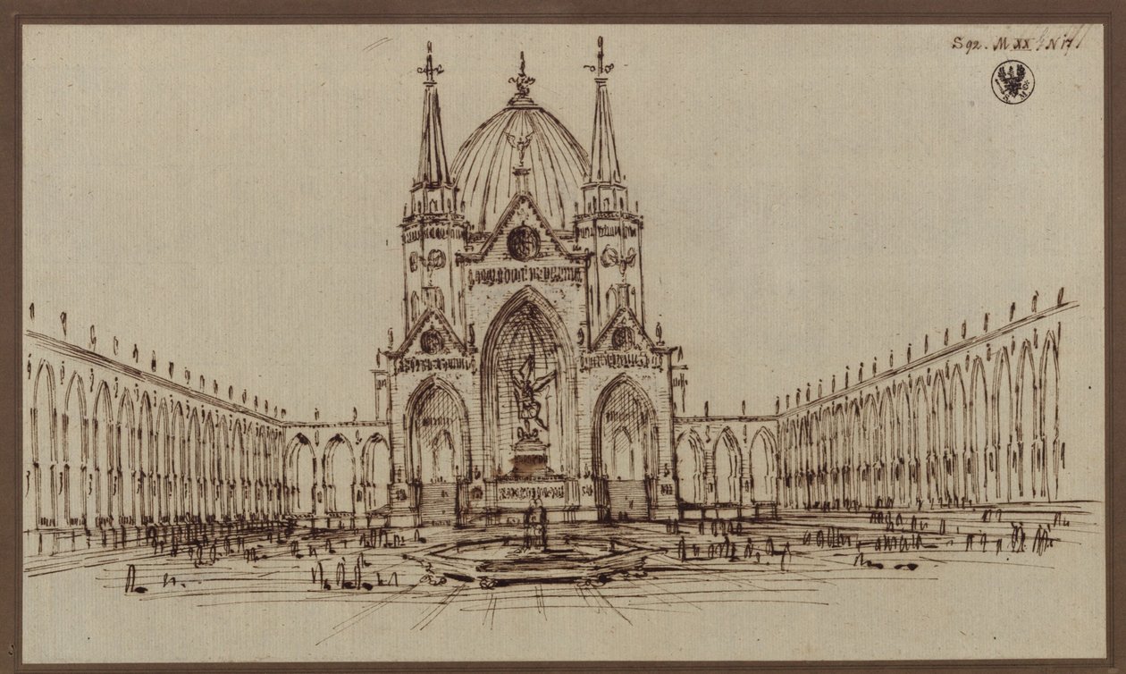 Berlin. Terv egy székesegyházhoz a felszabadító háborúk emlékműveként (Felszabadulás-székesegyház) alkotó: Karl Friedrich Schinkel