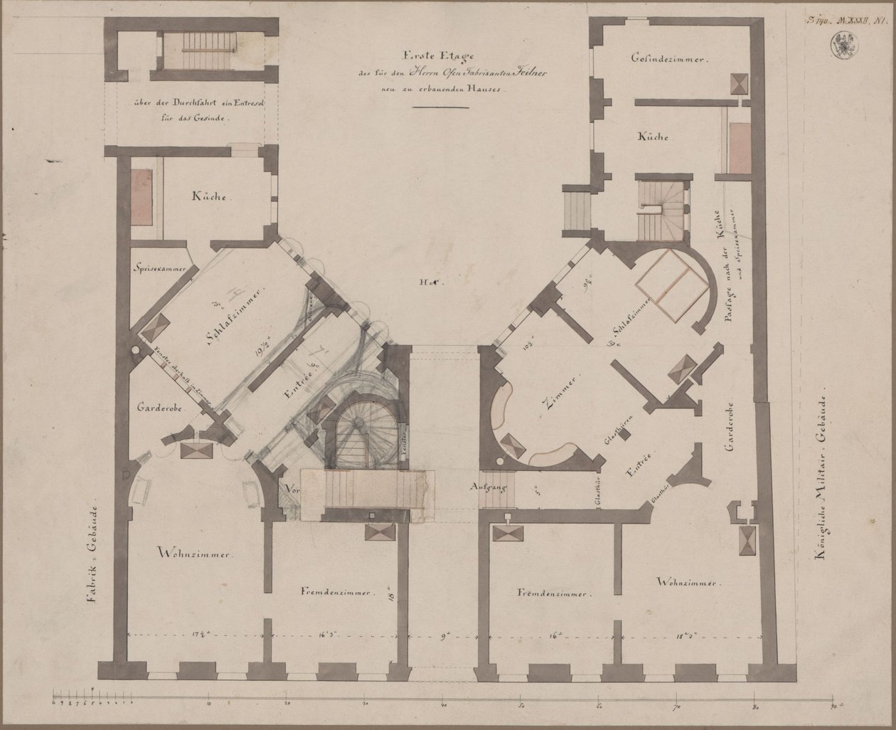 Berlin. Feilner-ház. Az első emelet alaprajza alkotó: Karl Friedrich Schinkel