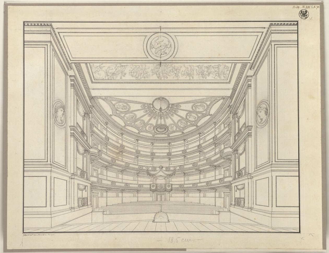 Berlin. A Gendarmenmarkt színháza, nézőtér alkotó: Karl Friedrich Schinkel