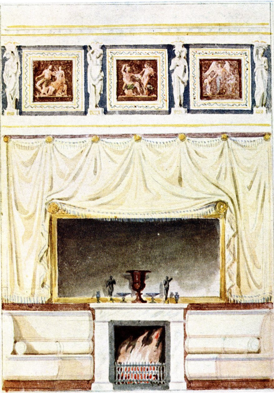 Berlin, Wilhelmplatz. Károly porosz herceg palotája, terv a kabinethez alkotó: Karl Friedrich Schinkel