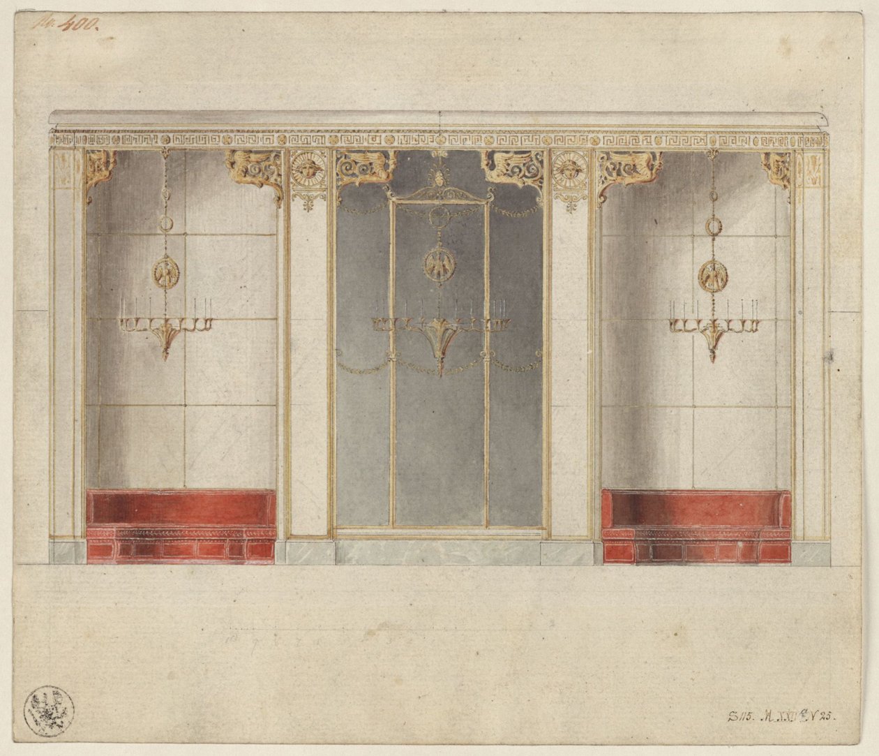 Berlin, Wilhelmstraße 102. Albrecht porosz herceg palotája, a Márványterem terve alkotó: Karl Friedrich Schinkel
