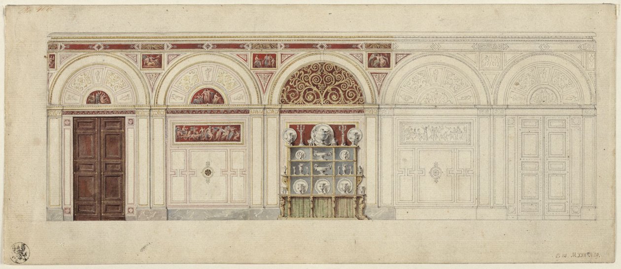 Berlin, Wilhelmstraße 102. Albrecht porosz herceg palotája, az étkező terve alkotó: Karl Friedrich Schinkel