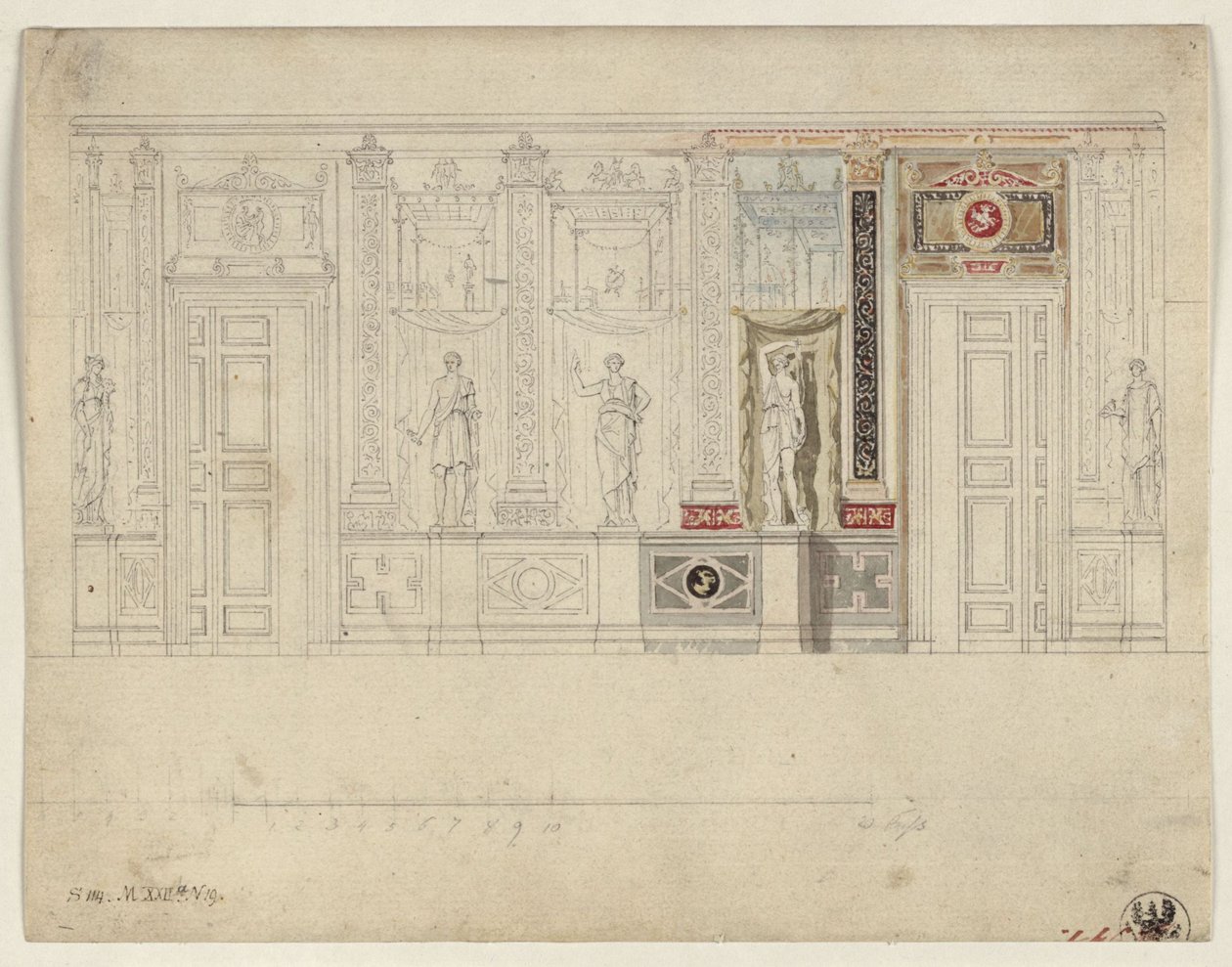 Berlin, Wilhelmstraße 102. Albrecht porosz herceg palotája, terv az ovális ebédlőhöz alkotó: Karl Friedrich Schinkel