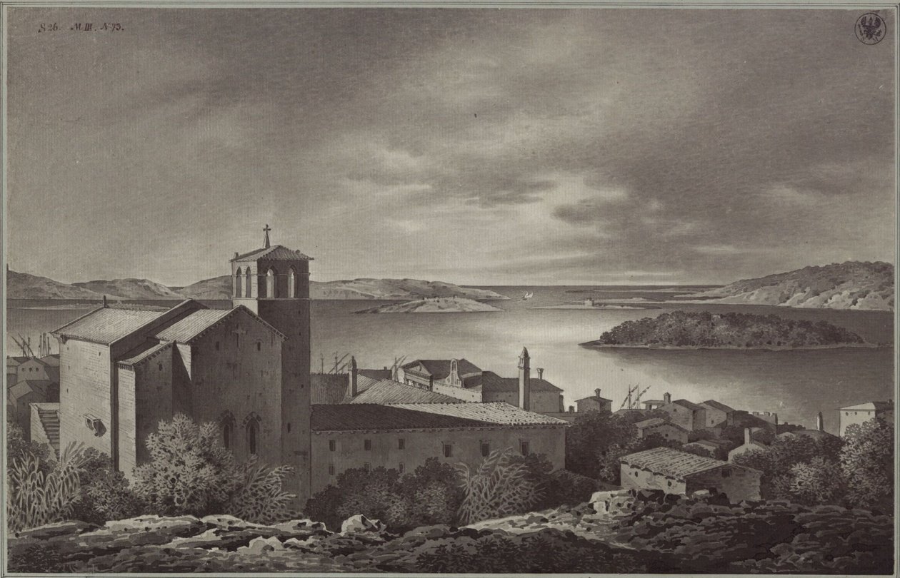 Kilátás Polára és a tengerre alkotó: Karl Friedrich Schinkel