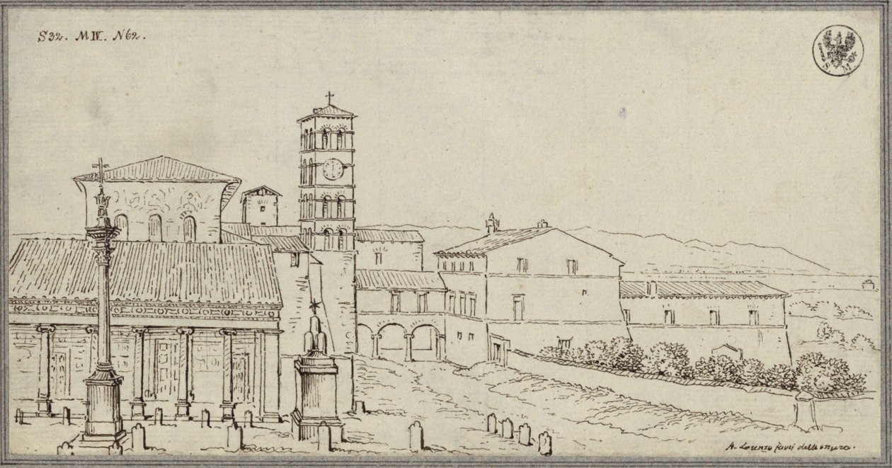 Kilátás a római San Lorenzo fuori le mura templomra alkotó: Karl Friedrich Schinkel