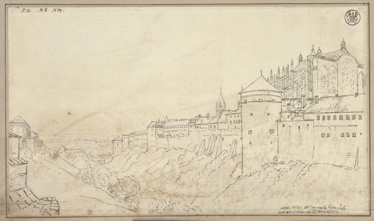 Kilátás a prágai Hradcínra a Szent Vít-székesegyház kórusával alkotó: Karl Friedrich Schinkel