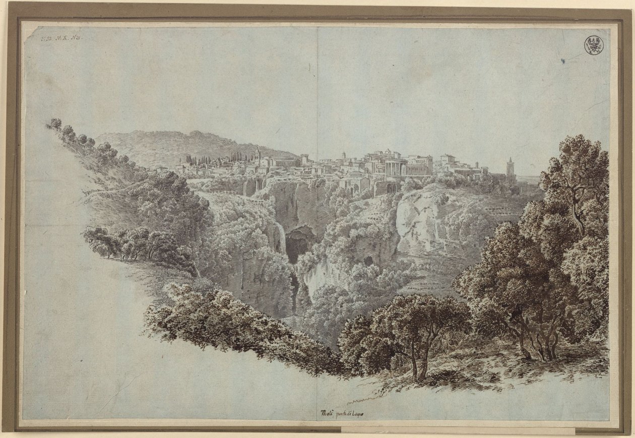 Kilátás a Monte Catillo-ról nyugat felé, az Anio (Aniene) völgyén át Tivolira alkotó: Karl Friedrich Schinkel