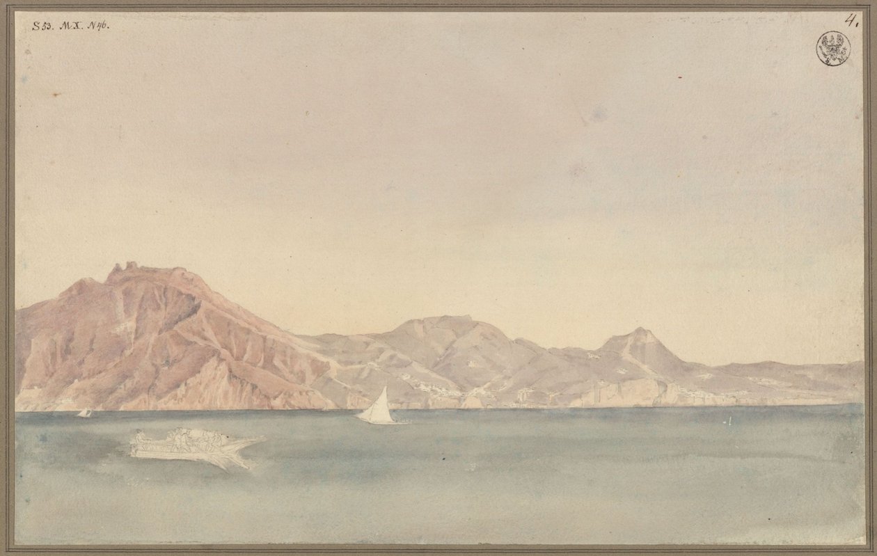 Kilátás Schinkel nápolyi lakásából a Sorrento melletti tengerpartra alkotó: Karl Friedrich Schinkel
