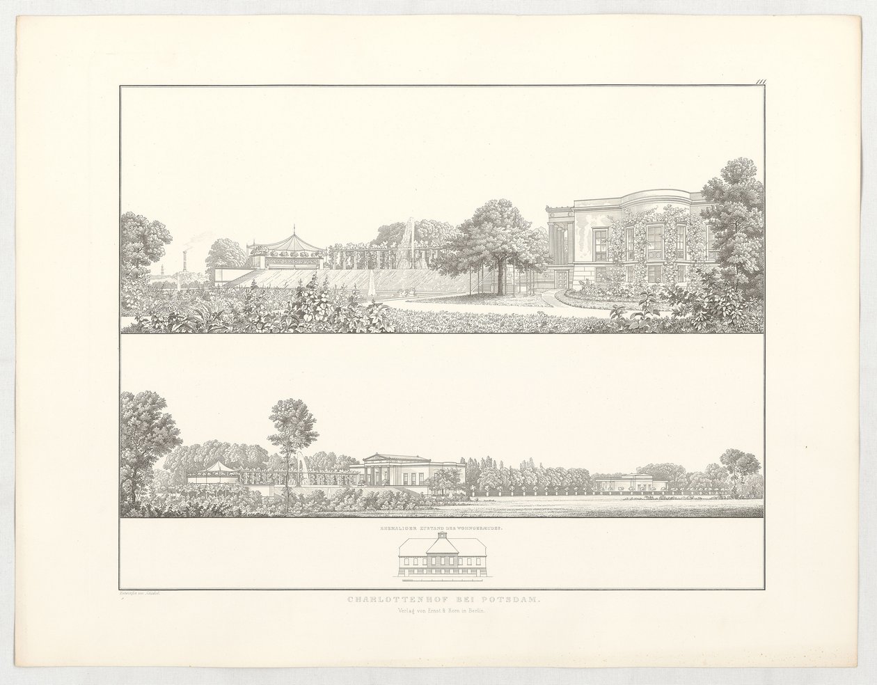 Charlottenhof Potsdam közelében, 111. lap az „Építészeti tervgyűjtemény” sorozatból alkotó: Karl Friedrich Schinkel