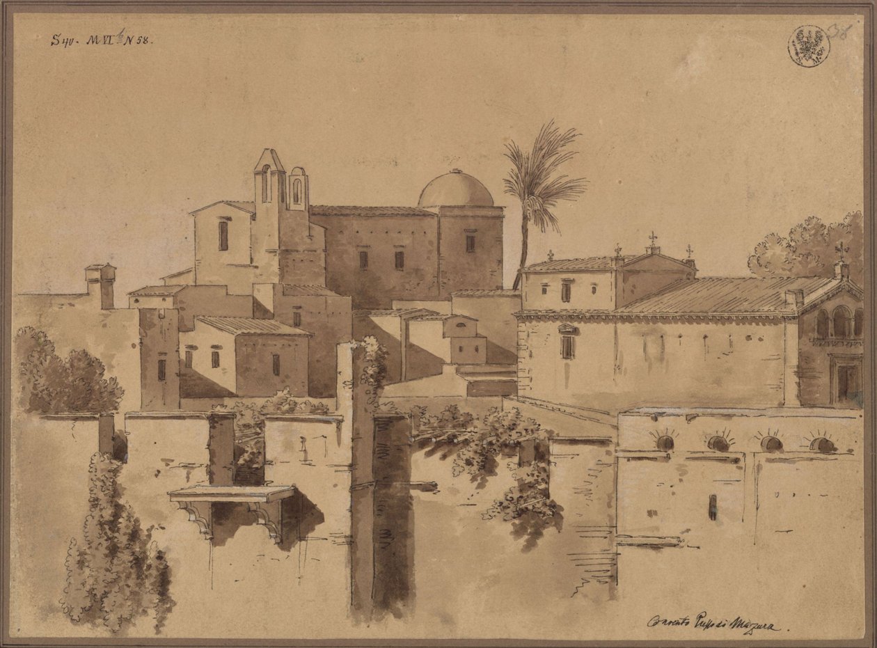 „Convento presso di Mazara” - kolostor vagy templom Marsalában, Szicíliában alkotó: Karl Friedrich Schinkel