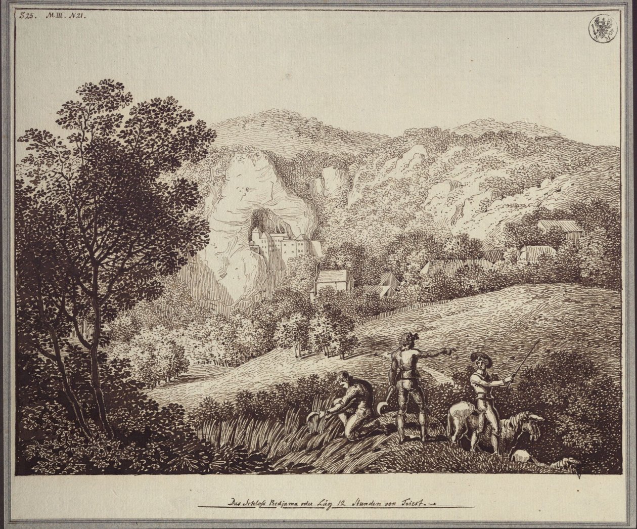 „Lueg vára, avagy Predjama, 12 órányira Trieszttől” alkotó: Karl Friedrich Schinkel