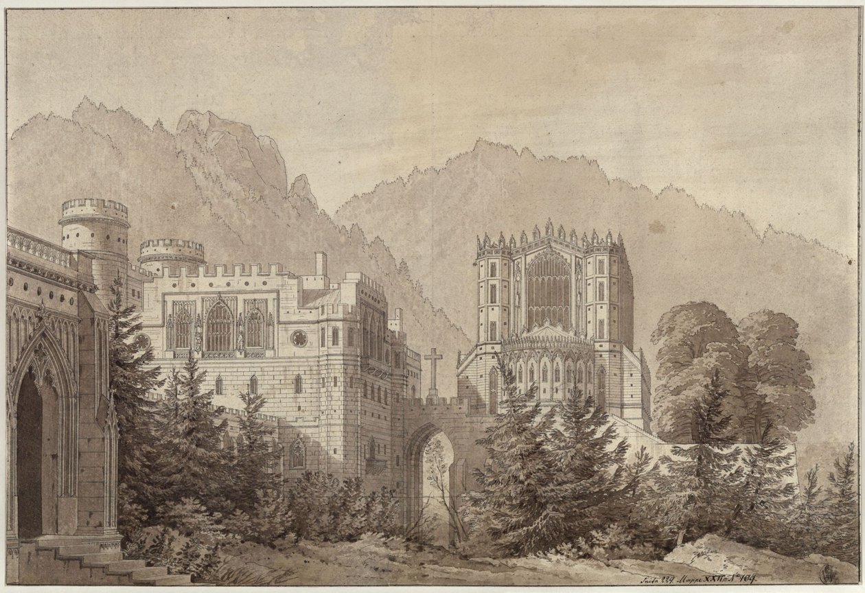 Díszítés általános használatra. Középkori várkomplexum. Woodstock kastély alkotó: Karl Friedrich Schinkel