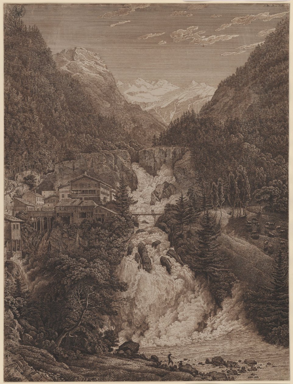 A Wildbad Gastein melletti vízesés alkotó: Karl Friedrich Schinkel