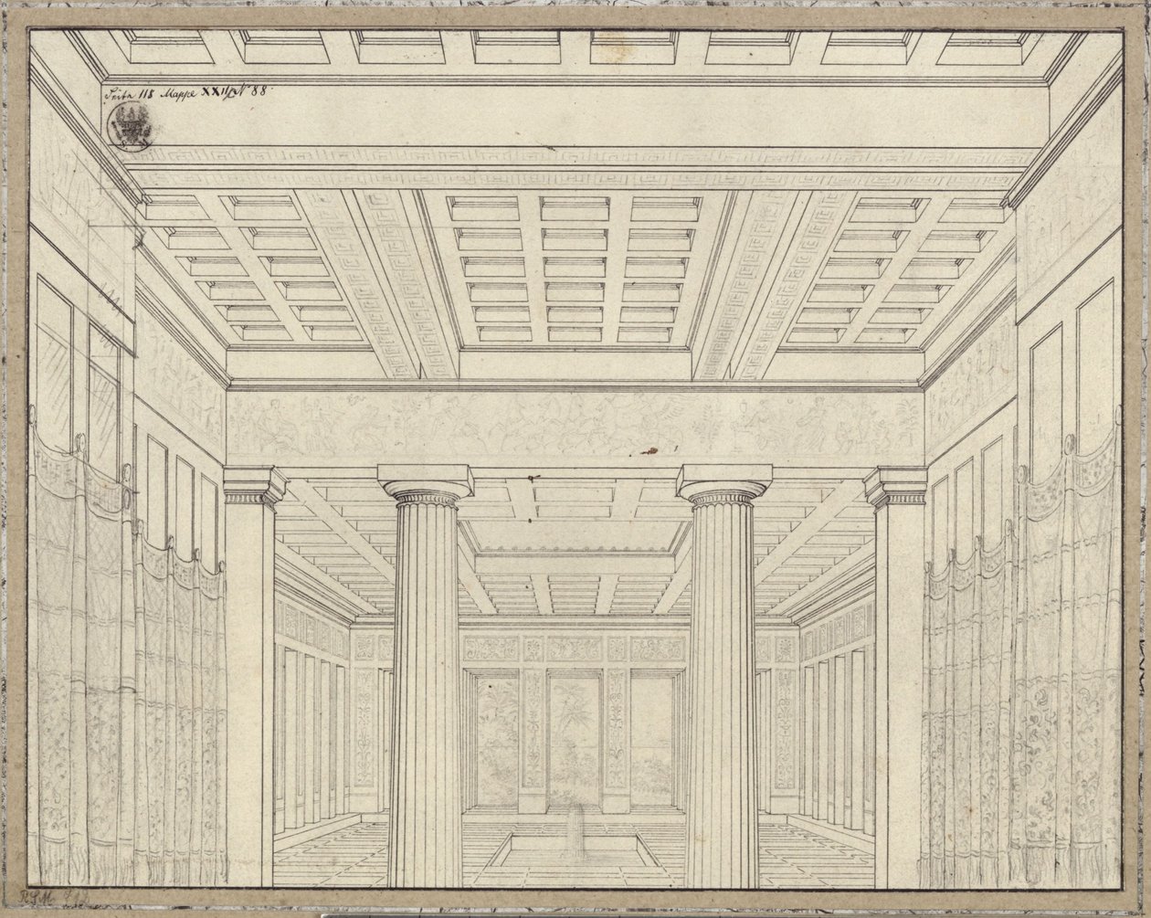 Dido. Bernhard Klein operája. Terv a 3. díszlethez. Szoba a palotában alkotó: Karl Friedrich Schinkel