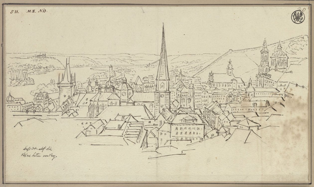 Prága Kisvárosa a Hradcínról nézve alkotó: Karl Friedrich Schinkel