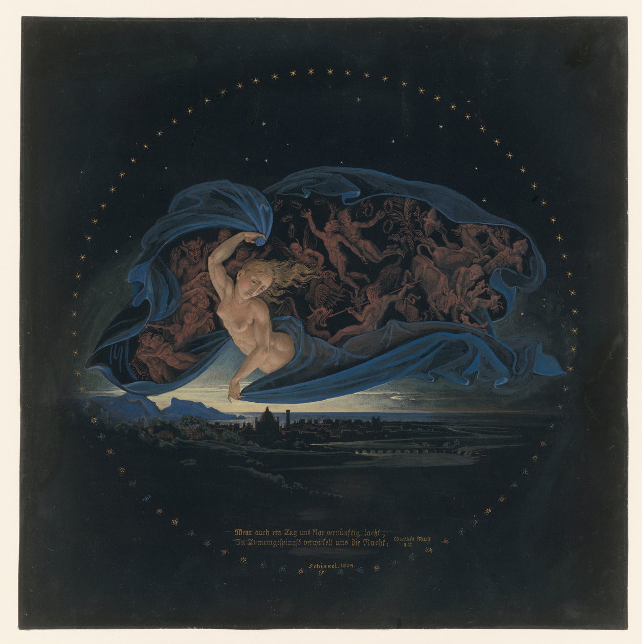 Az éjszaka leszáll a Nápolyi-öbölre alkotó: Karl Friedrich Schinkel