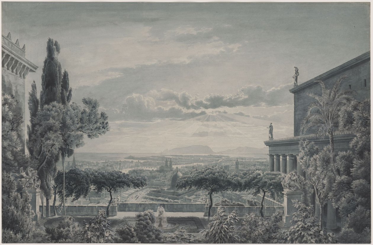 Egy fejedelem rezidenciája. A fejedelmi pár magánkertje kilátással a városra és a tengerre alkotó: Karl Friedrich Schinkel