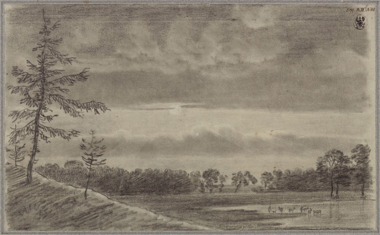 Egy legelő fákkal és állatokkal alkotó: Karl Friedrich Schinkel