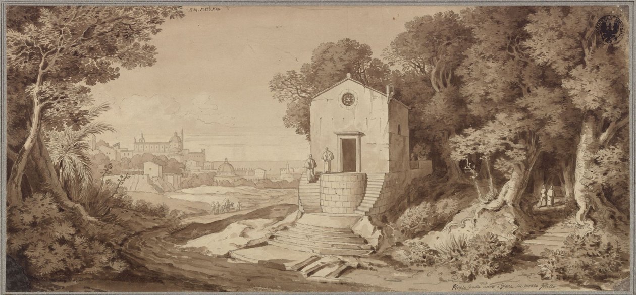 Egy kis, lávából épült kápolna Giarre közelében, az Etnán alkotó: Karl Friedrich Schinkel