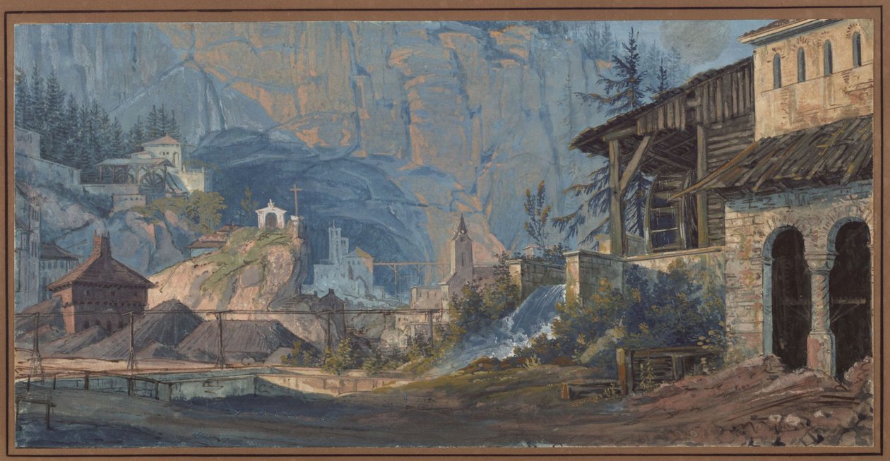 Vasbánya Katalóniában. Külső nézet alkotó: Karl Friedrich Schinkel