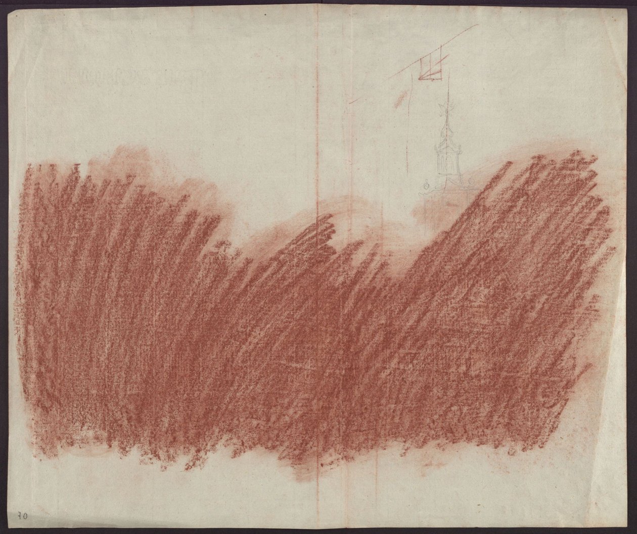 Flächiger Auftrag von Rötel zum Durchzeichnen der Darstellung auf recto alkotó: Karl Friedrich Schinkel