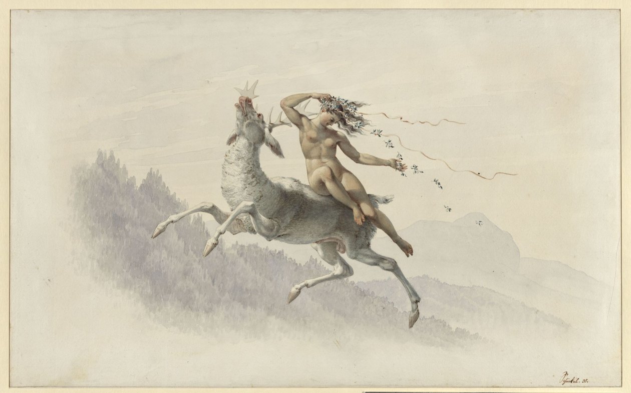 Nő egy a levegőben lebegő szarvason alkotó: Karl Friedrich Schinkel