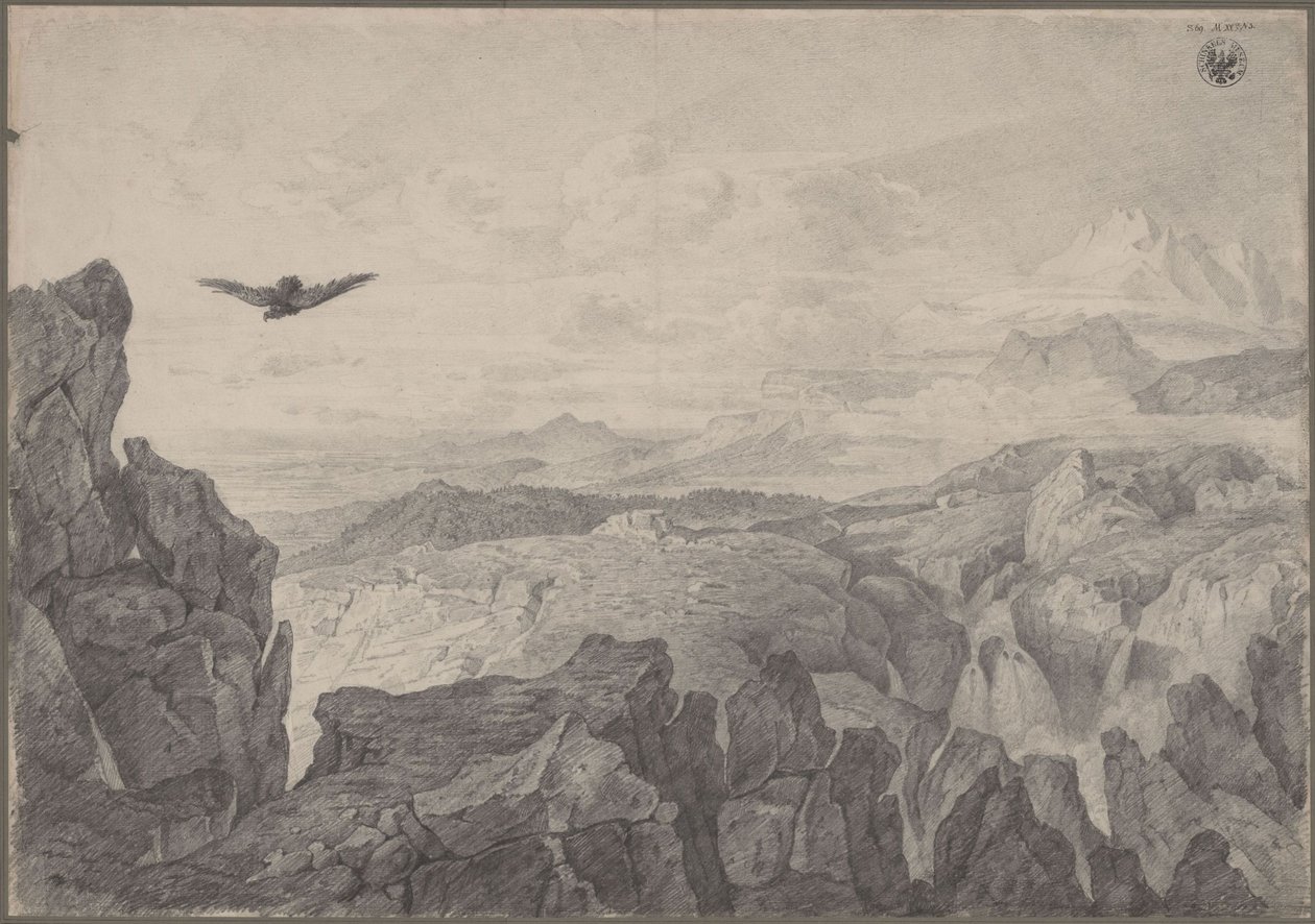 Hegyi táj lebegő sassal alkotó: Karl Friedrich Schinkel