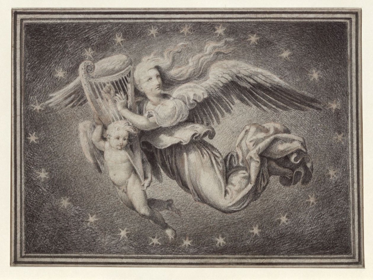 A zene zsenije, hárfán játszva alkotó: Karl Friedrich Schinkel