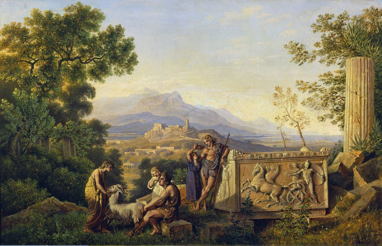 Görög ideális táj pihenő pásztorokkal alkotó: Karl Friedrich Schinkel