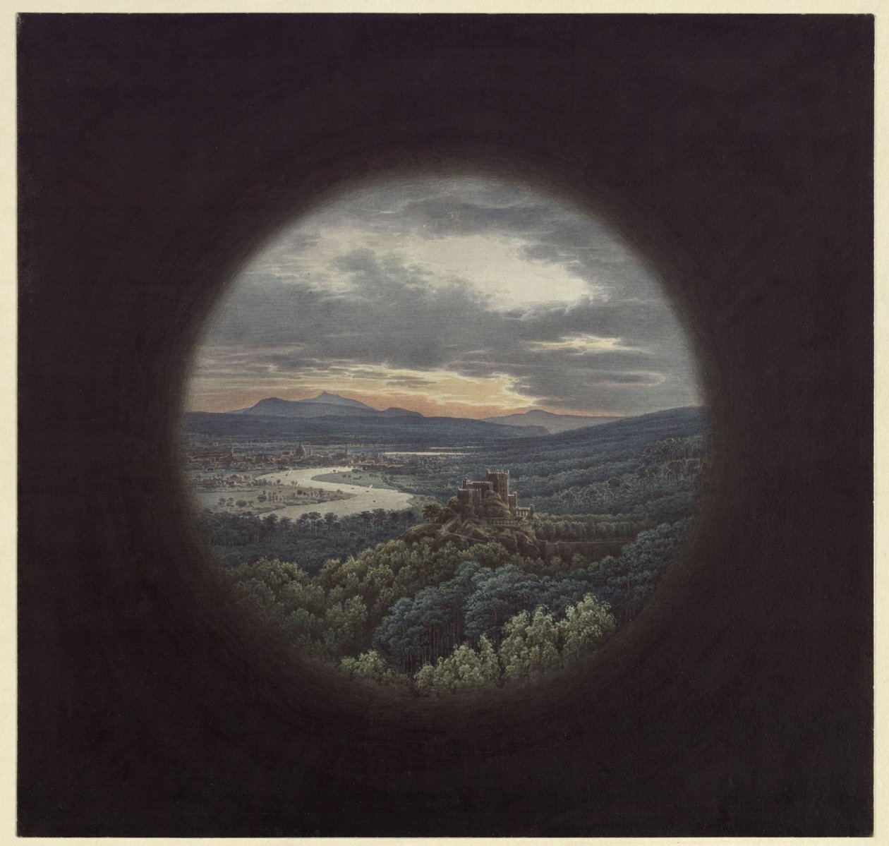 Eszményi táj folyóparti várossal / Drezda látképe alkotó: Karl Friedrich Schinkel