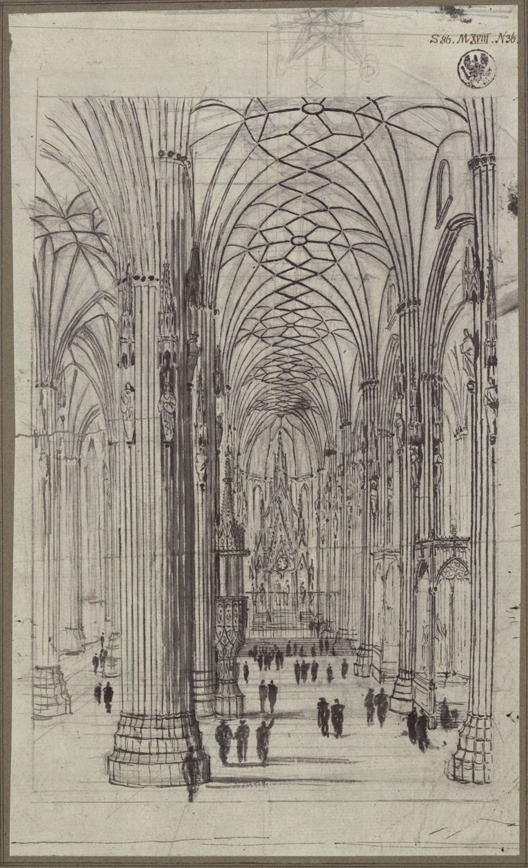 A bécsi Szent István-székesegyház belső képe alkotó: Karl Friedrich Schinkel