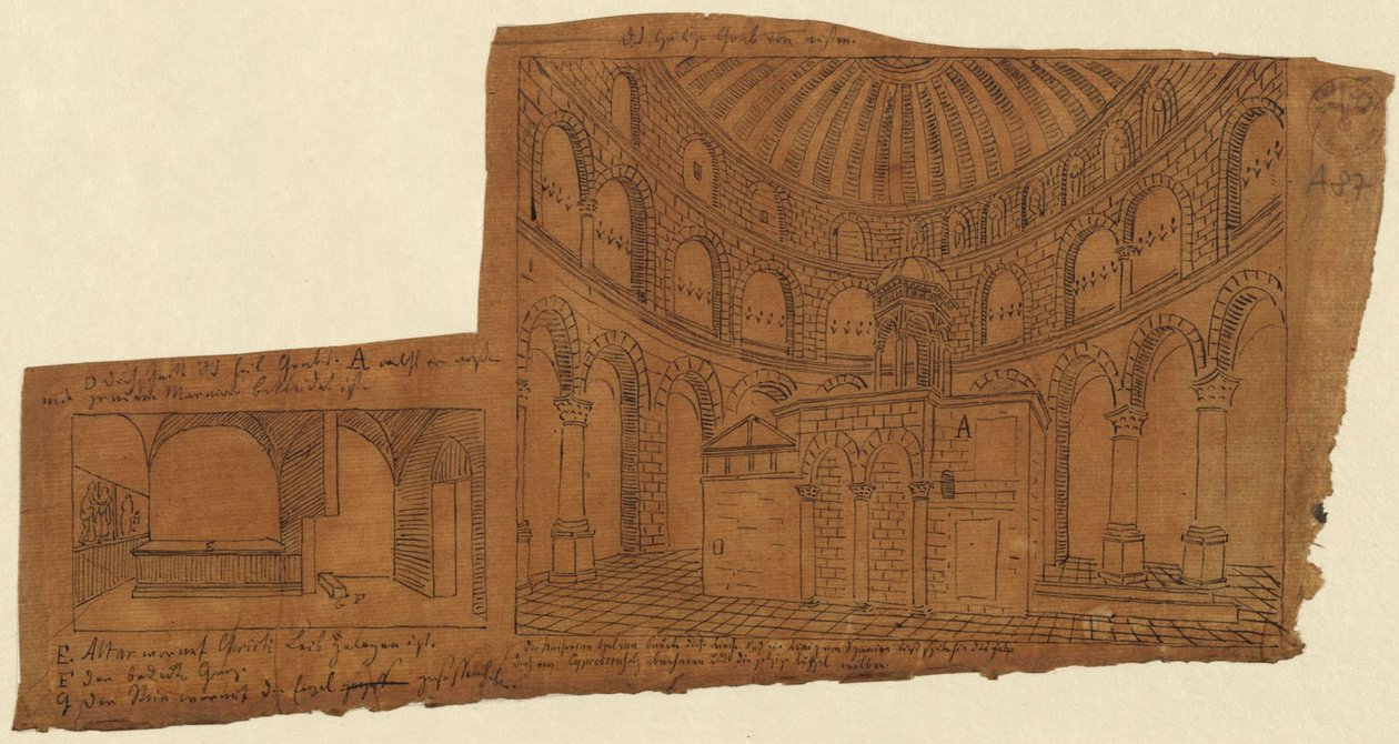 Jeruzsálem. Szent Sír-templom. Belső nézet alkotó: Karl Friedrich Schinkel