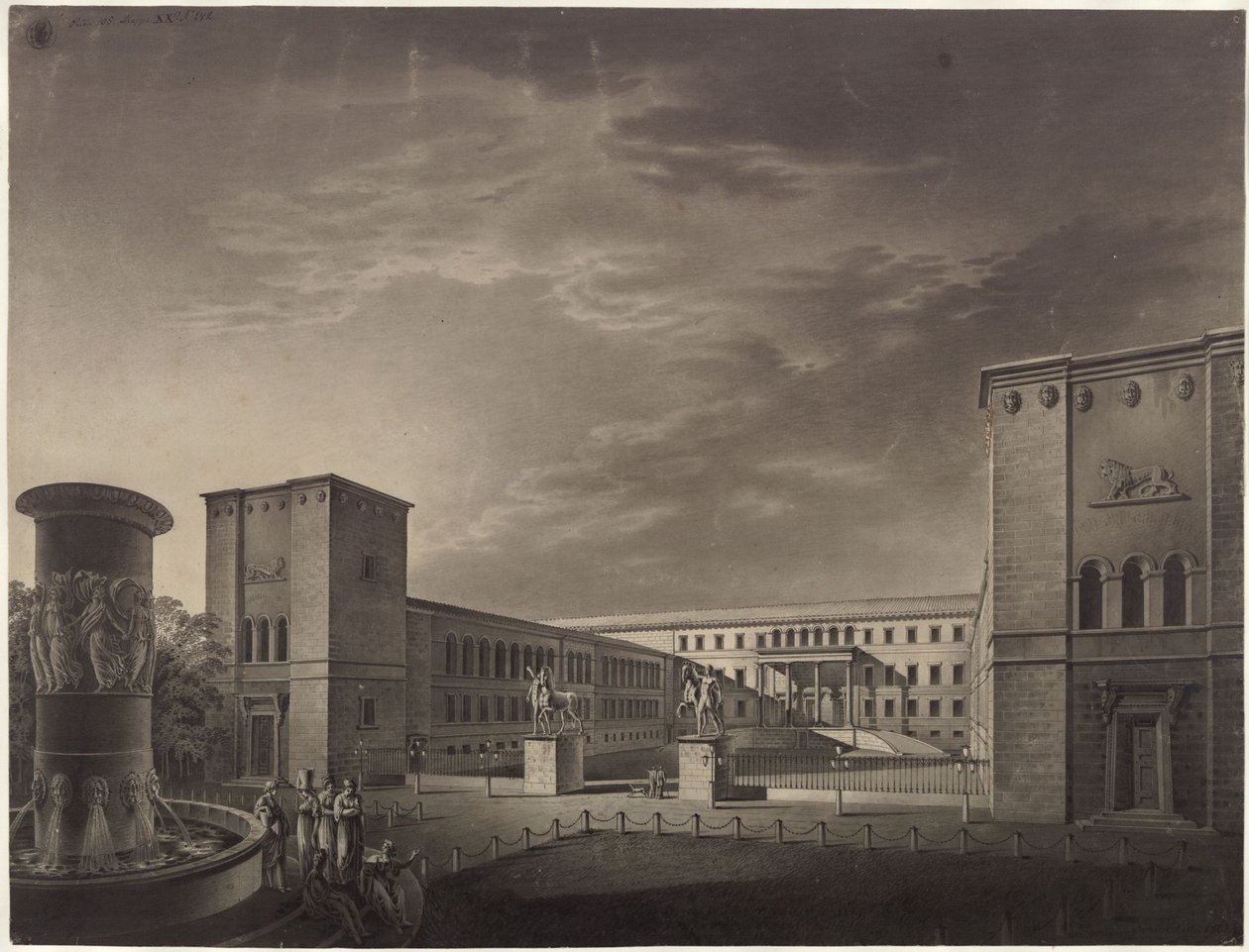 Köstritz. Kastély. Az udvar felőli oldal látképe alkotó: Karl Friedrich Schinkel