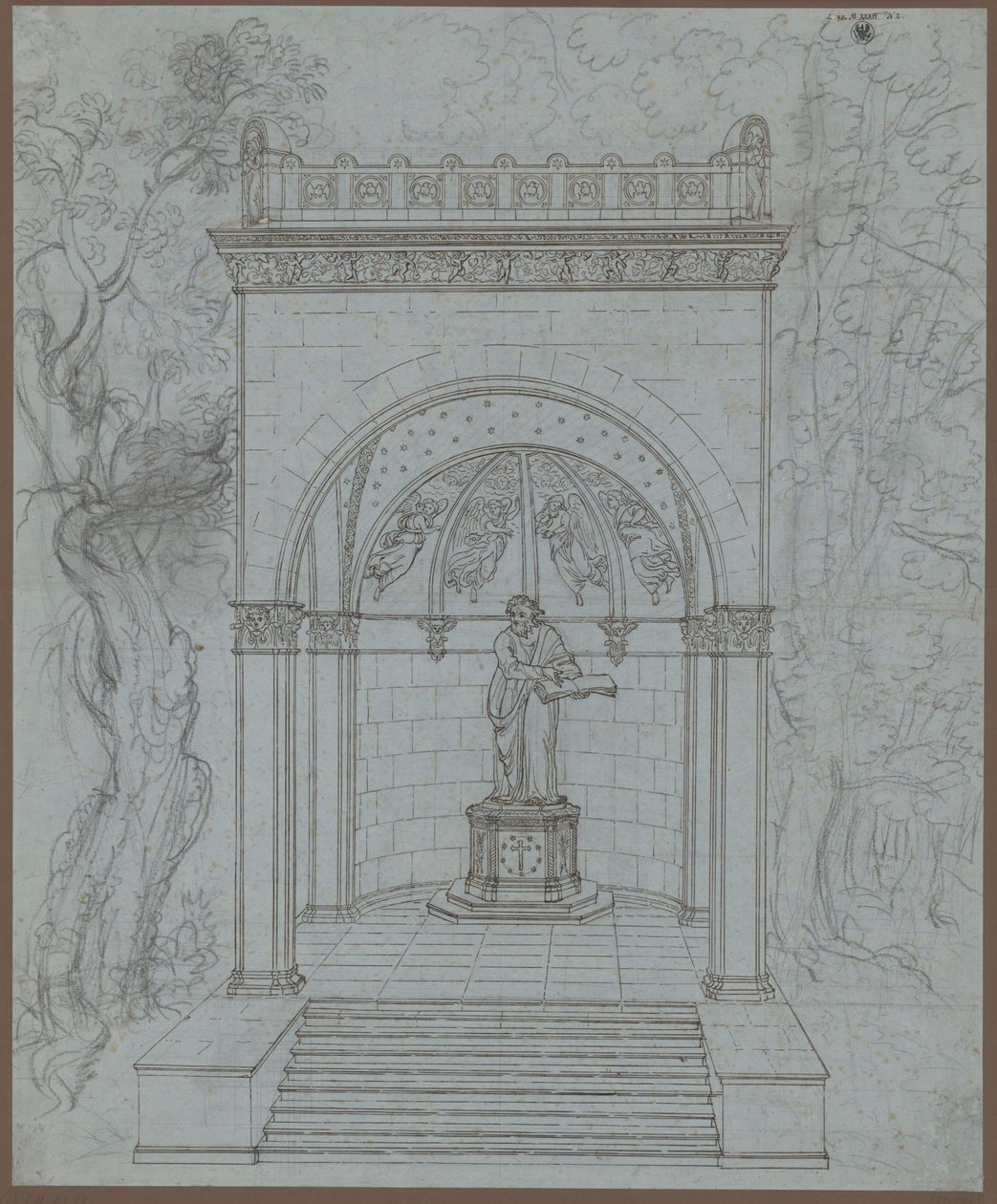 Mansfeld. Luther-emlékmű terve alkotó: Karl Friedrich Schinkel