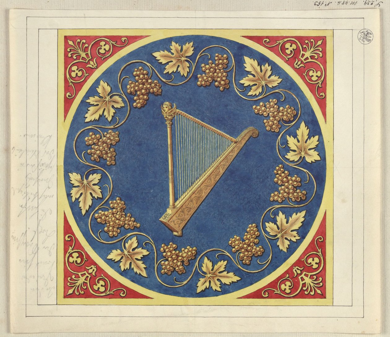 Medálterv arany hárfával alkotó: Karl Friedrich Schinkel