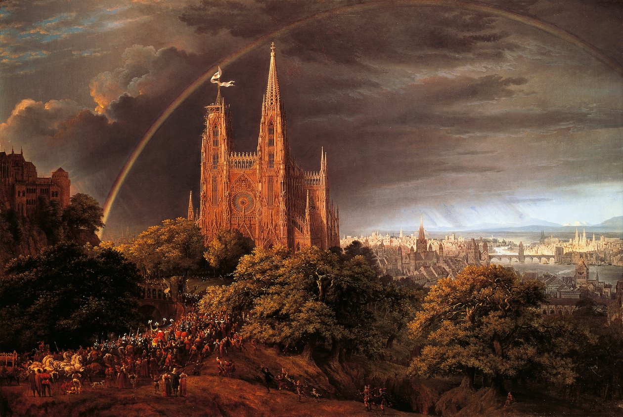 Középkori város a folyó partján, Karl Friedrich Schinkel (1781-1841) alkotó: Karl Friedrich Schinkel