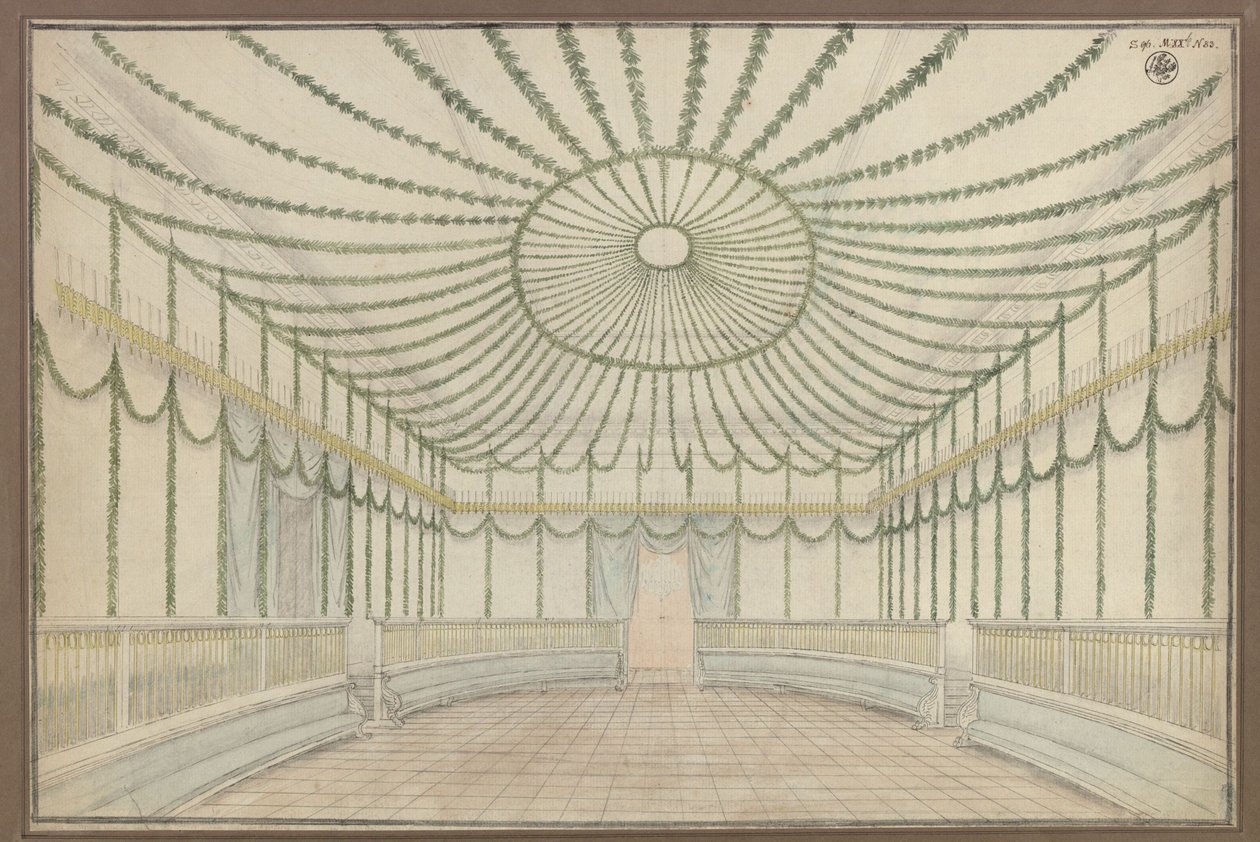 Merseburg. Kastély. Egy terem díszítésének terve III. Frigyes Vilmos porosz király tiszteletére rendezett ünnepségek alkalmából alkotó: Karl Friedrich Schinkel