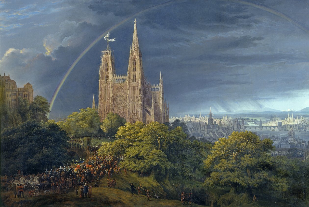 Középkori város egy folyó partján alkotó: Karl Friedrich Schinkel