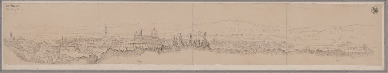 Panorámás kilátás Firenzére és Fiesolére alkotó: Karl Friedrich Schinkel