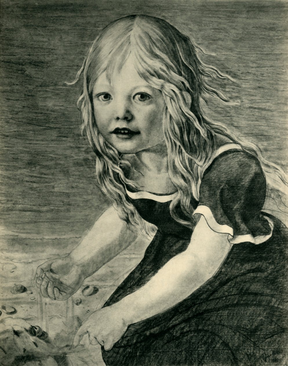 A művész lányának, Marie-nek portréja a tengerparton, 1816, 1943. alkotó: Karl Friedrich Schinkel