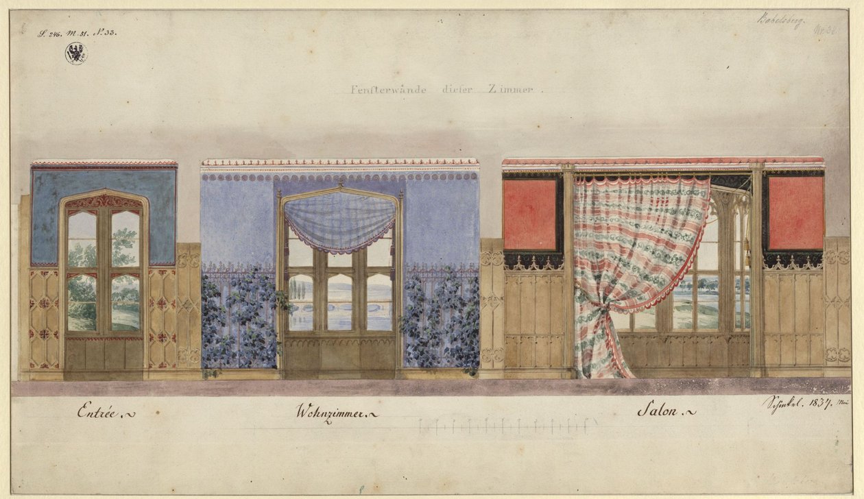 Potsdam. Babelsbergi kastély. Faldekorációk alkotó: Karl Friedrich Schinkel