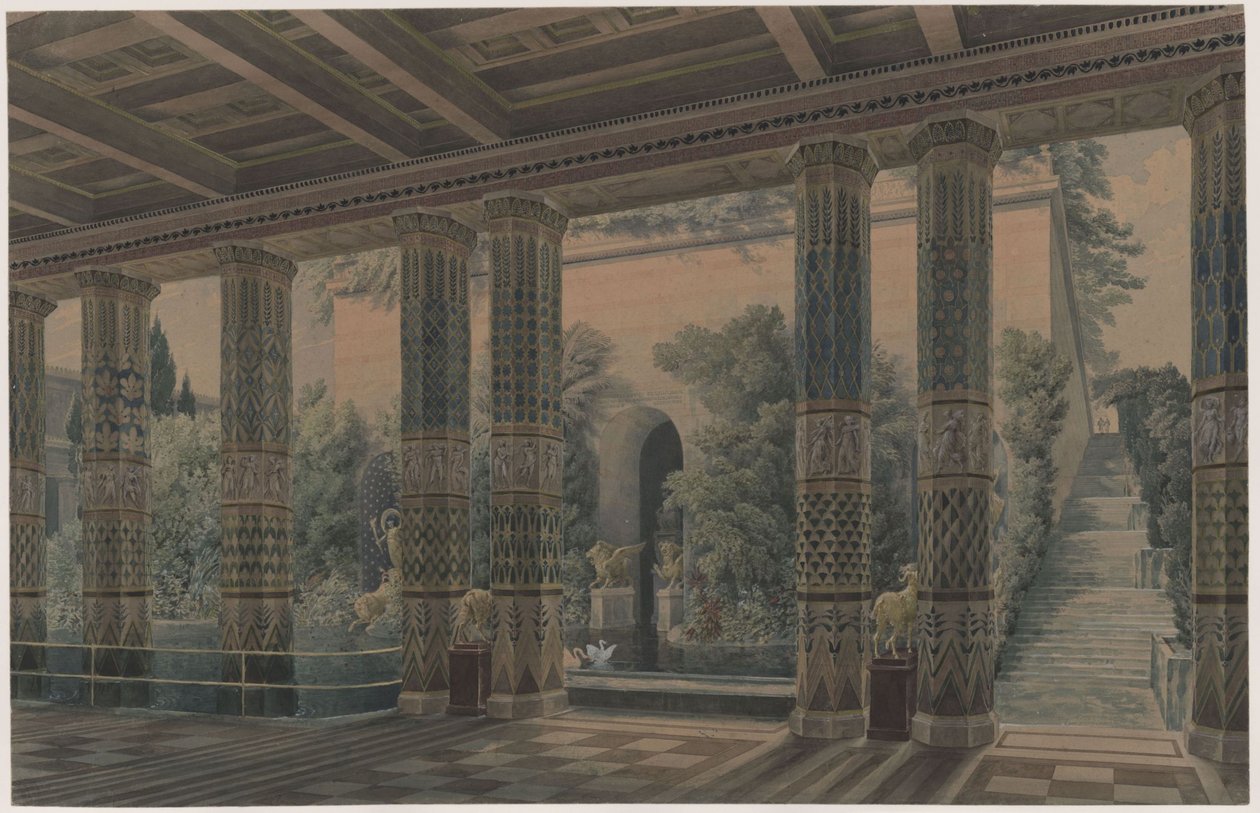 Orianda-palota a Krímben. Antik terv. Fogadócsarnok, császári kert alkotó: Karl Friedrich Schinkel