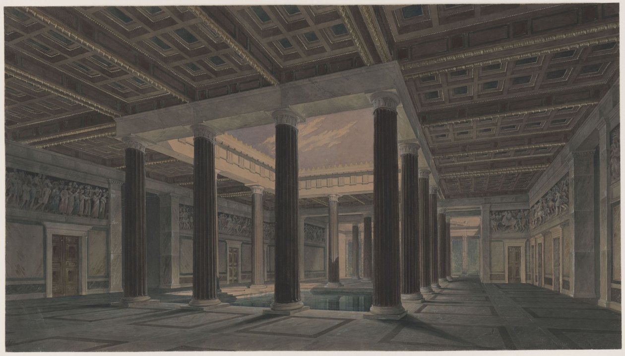 Orianda kastélya a Krímben. Antik terv. Nagy átrium alkotó: Karl Friedrich Schinkel