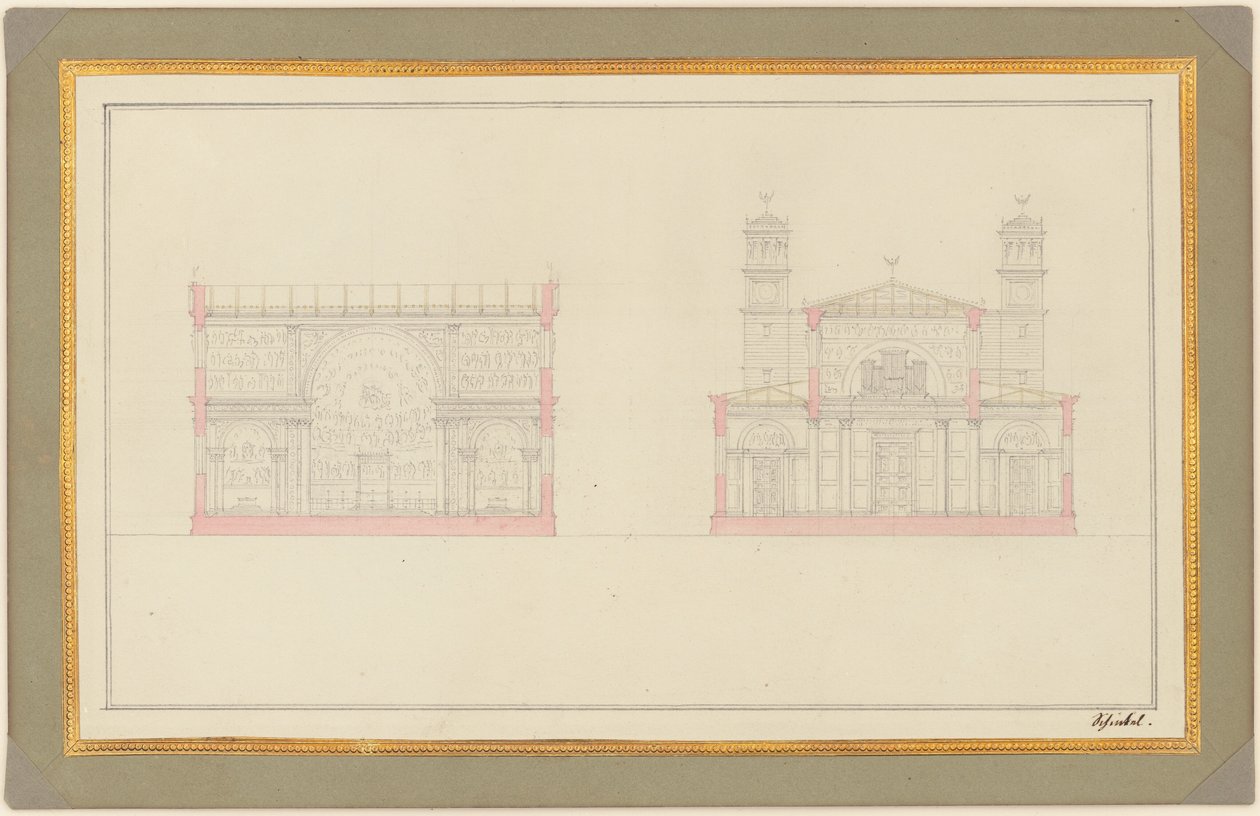 A berlini székesegyház kereszteződésének és nyugati végének szakasza alkotó: Karl Friedrich Schinkel