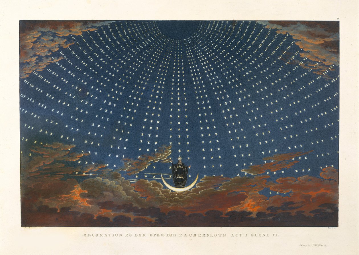 Színpadterv Wolfgang Amadeus Mozart Varázsfuvola című operájához, 1847-1849. alkotó: Karl Friedrich Schinkel
