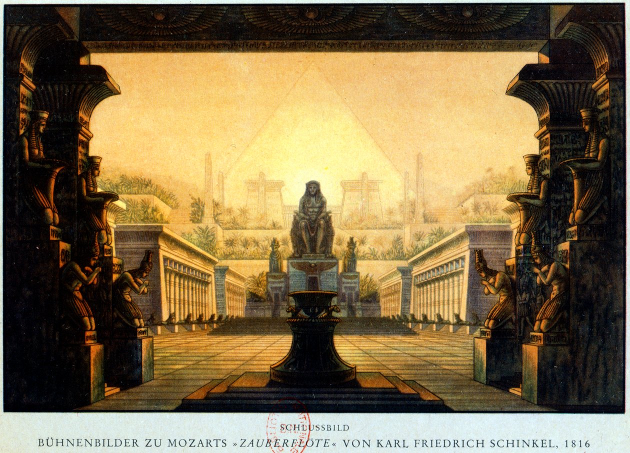 Ízisz és Ozirisz templomának udvara, ahol Sarastro főpap volt, 1816 körül alkotó: Karl Friedrich Schinkel