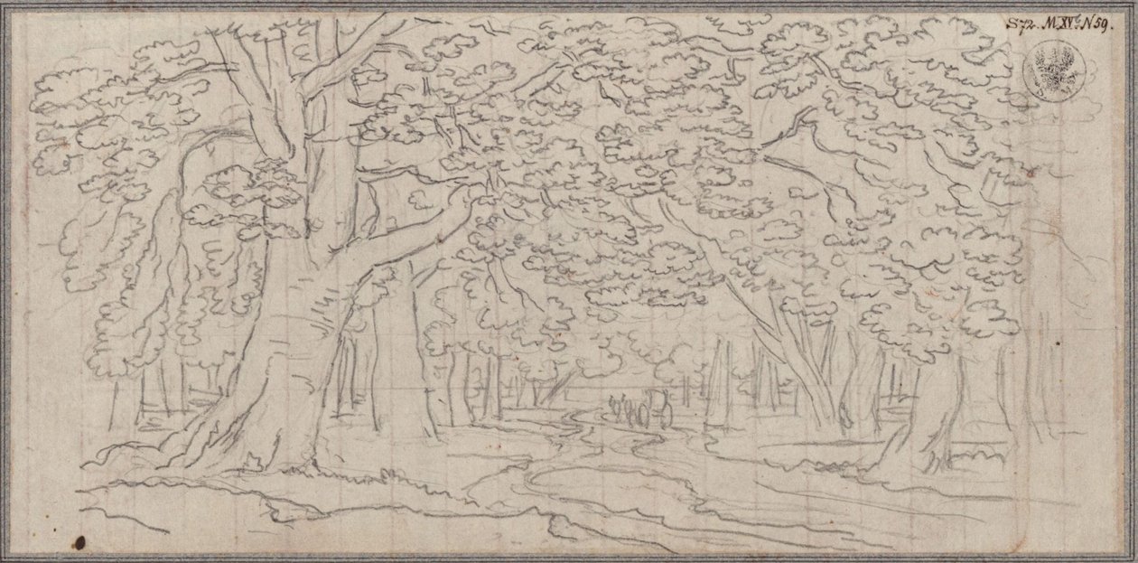Erdős táj, amelyen egy ösvény kanyarog alkotó: Karl Friedrich Schinkel