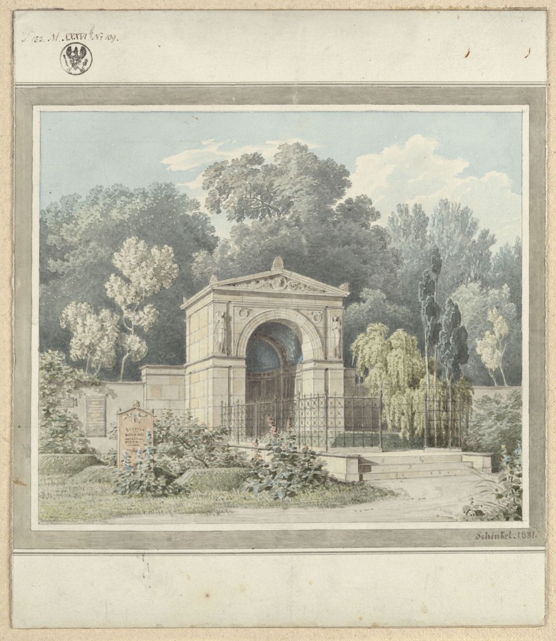 Zeitz. Johann Friedrich Delbrück síremlékének terve. Nézet alkotó: Karl Friedrich Schinkel